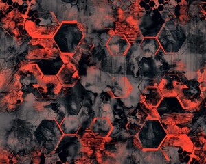 Canvas Print - A large abstract pattern with red and black colors. AI.