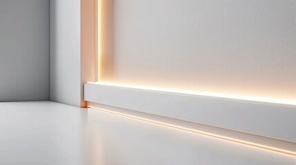 Wall Mural - A white wall with a lighted strip on it