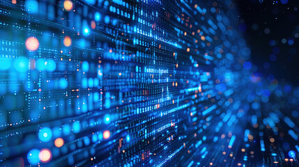 blue digital binary data on computer screen