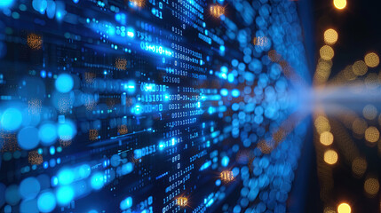 blue digital binary data on computer screen
