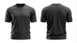 © Irina - Black Short-Sleeved Crew Neck T-Shirt Mockup - Front and Back Views. Generative AI