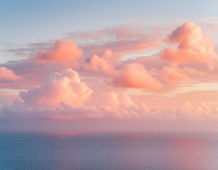 Wall Mural -  Pastel Cloudy Sunset- A serene sunset scene with pastel-colored clouds._1(257)