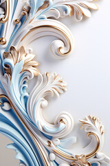 Sticker - Ornament or element of art nouveau ceramic foliage frame corner. Close up luxury decoration with stylized leaves.