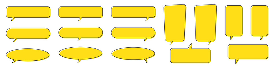 Wall Mural - Chat bubble in yellow, quote background, Speech bubble, message box set.