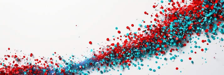 Wall Mural - Minimalist 3d abstract red and blue confetti on white background, Olympic sport games concept, wide banner