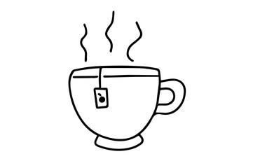 Hand Drawn Tea Cup. Simple Black and White Vector Illustration. 