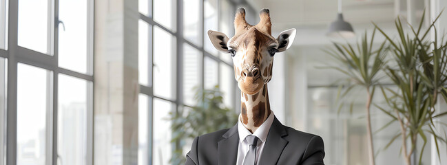 business giraffe, AI generated