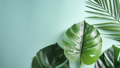 Wall Mural - creative layout made of tropical leaves flat lay nature concept