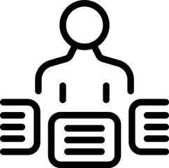 Wall Mural - businessman standing, managing big data flow with data servers