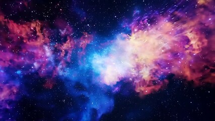 Wall Mural - flying through a blue and magenta nebula generative ai
