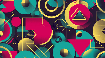 Poster - A colorful abstract design with a lot of circles and triangles