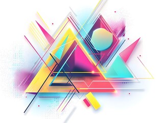 Wall Mural - Vibrant Abstract Geometric Shapes in Neon Colors Suitable for Sticker Design