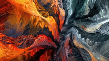 Wall Mural - a stunning abstract wallpaper featuring a blend of bold, bright colors and intricate textures, formi