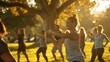 © spyrakot - Outdoor Exercise Class for Diabetes Prevention with Fitness Instructor in Sunny Park Setting