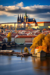 Wall Mural - Vintage Splendor of Prague: An Architectural Elegy of Czechoslovakia