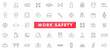 © RI Rafiq - Work safety line icon set. Construction, hazard, protection, health, goggles, earphones, respirator outline icon collection. UI thin outline icon set.