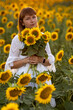 © Олег Мальшаков - Beautiful young girl in a white dress in sunflowers