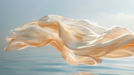 Wall Mural - admire the graceful movement of a piece of silk fabric as it floats gently on the breeze, its smooth