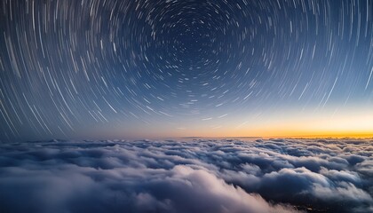 Poster - over clouds at night starry sky