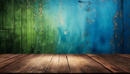 Wall Mural - blue and green grunge backdrop with empty area