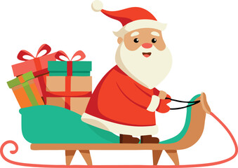 illustration of santa claus riding a sleigh filled with gifts, symbolizing the festive christmas sea