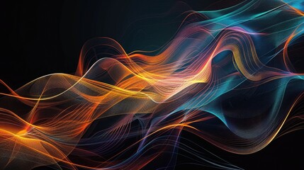Wall Mural - An abstract background with fluid lines, waves, and organic shapes, forming a dynamic and visually captivating panorama wallpaper.