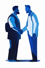 Wall Mural - two men shaking hands in front of a white background