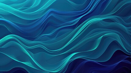 Wall Mural - an abstract design with smooth, undulating lines that mimic the movement of waves, in a gradient fro