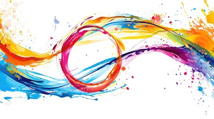 Wall Mural - an abstract illustration depicting circular liquid motion flow, with colorful curved wave patterns a