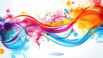 Wall Mural - an abstract illustration featuring an explosion of liquid circles in motion, with bright, colorful c