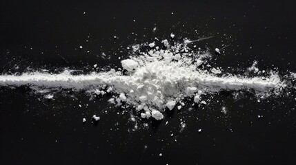 Wall Mural - a small amount of white powder sits on a black background, awaiting its purpose