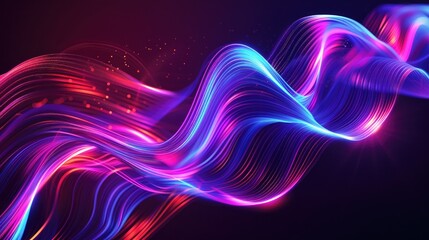 Wall Mural - An enchanting neon wave artwork with flowing, glowing patterns that form a captivating and dynamic visual effect.