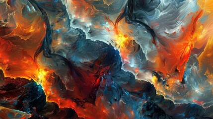 Wall Mural - An intricate abstract wallpaper with a mix of bright, contrasting colors and textured elements, forming a dynamic and appealing background.