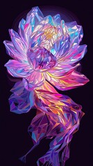 Wall Mural - A colorful flower with a crystal in the center