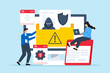 © VZ_Art - Flat illustration of two people handling data breach incident crisis management and recovering from attacks