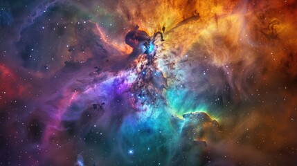 Wall Mural - Behold the celestial wonders of the universe with a colorful space galaxy cloud nebula, its vibrant colors and swirling patterns creating a breathtaking spectacle in the depths of space, 