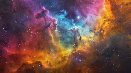 Wall Mural - Behold the celestial wonders of the universe with a colorful space galaxy cloud nebula, its vibrant colors and swirling patterns creating a breathtaking spectacle in the depths of space, 