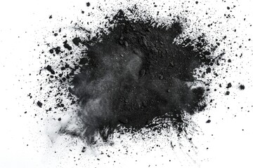 a pile of black powder on a white surface