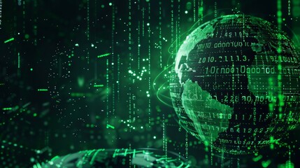 Binary code surrounding the digital globe, symbolizing connectivity and interconnectedness.