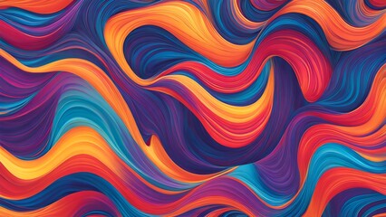 Wall Mural - flowing wavy lines in a blend of bright colors