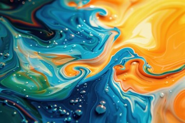 Wall Mural - Closeup of colorful, swirling paint with a glossy texture, evoking creativity and fluidity