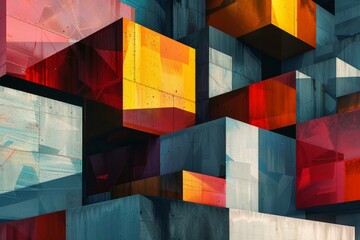 Wall Mural - Colorful 3d blocks with a dynamic abstract pattern, suitable for modern design backgrounds