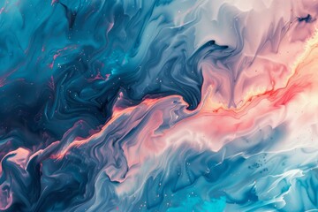 Wall Mural - Mesmerizing abstract background with flowing blues, pinks, and fiery accents