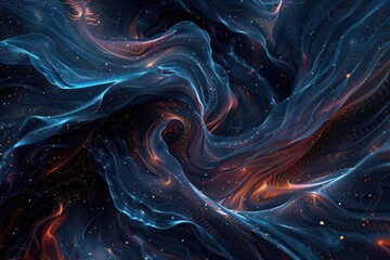 A vibrant blue and red swirl pattern with stars in the background, great for science, technology, or space-themed designs