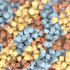 Leinwandbilder - Three-dimensional abstract composition with geometric pattern of multicolored cubes. 3d rendering digital illustration