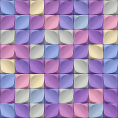 Leinwandbilder - Illustration of a mosaic pattern consisting of three-dimensional multicolored elements arranged in a grid. 3d rendering