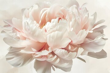 Wall Mural - A minimal floral vector, delicate peony petals, subtle watercolor effect