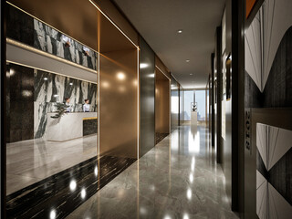 Wall Mural - 3d render of luxury hotel room, bedroom