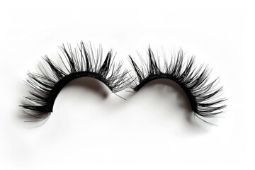 Close-up photo of false eyelashes on a white surface, perfect for beauty and makeup related content