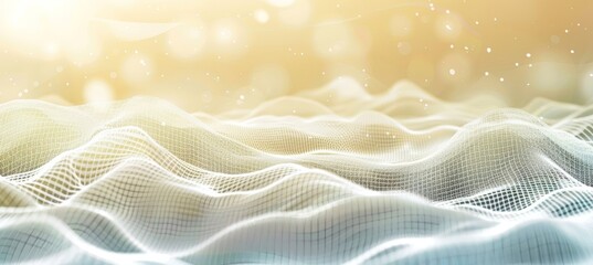 Canvas Print - Abstract 3D Rendered Surface with Soft Yellow light Digital Network, Technology Background